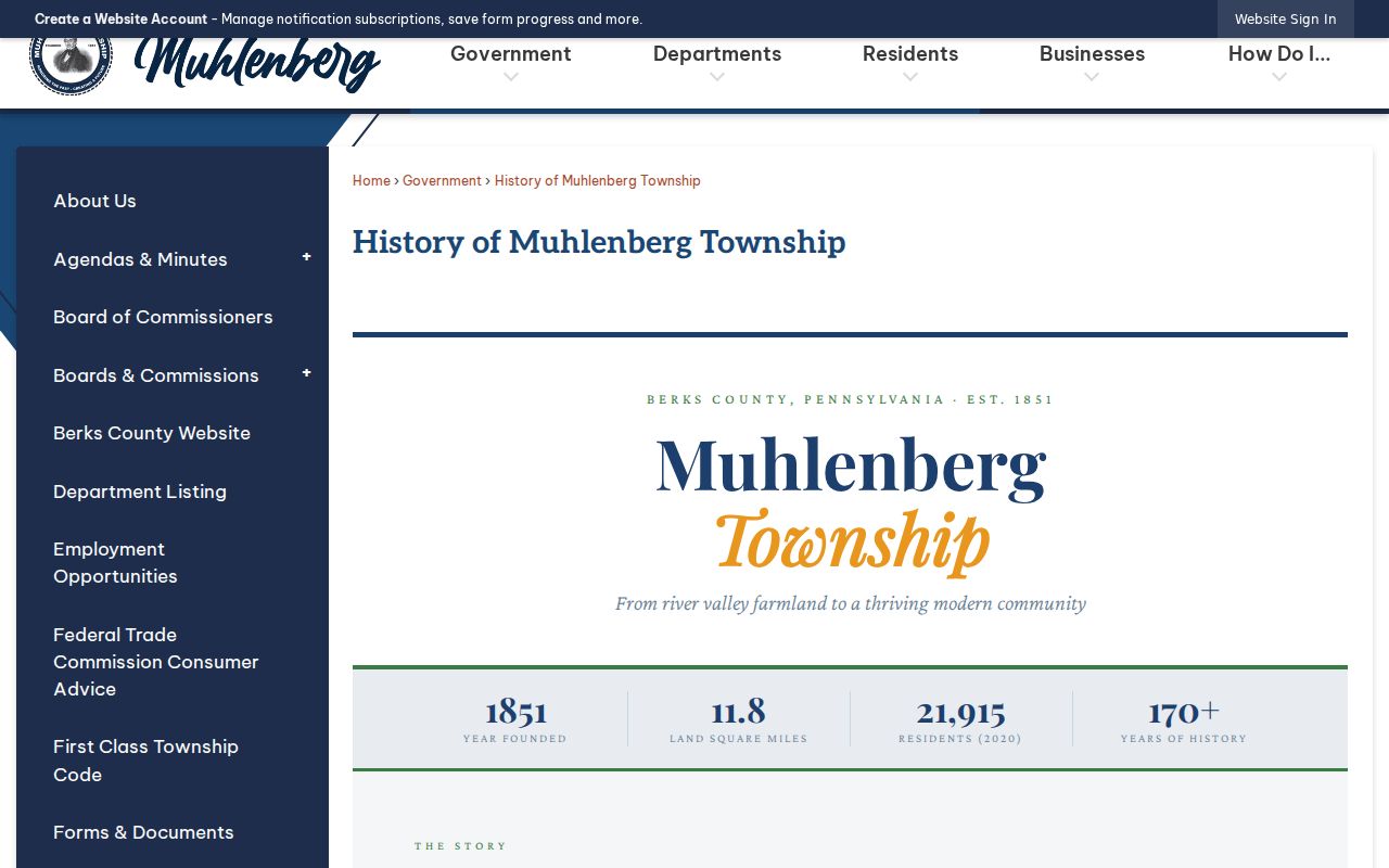 Muhlenberg Township city directory history and historical place-name context