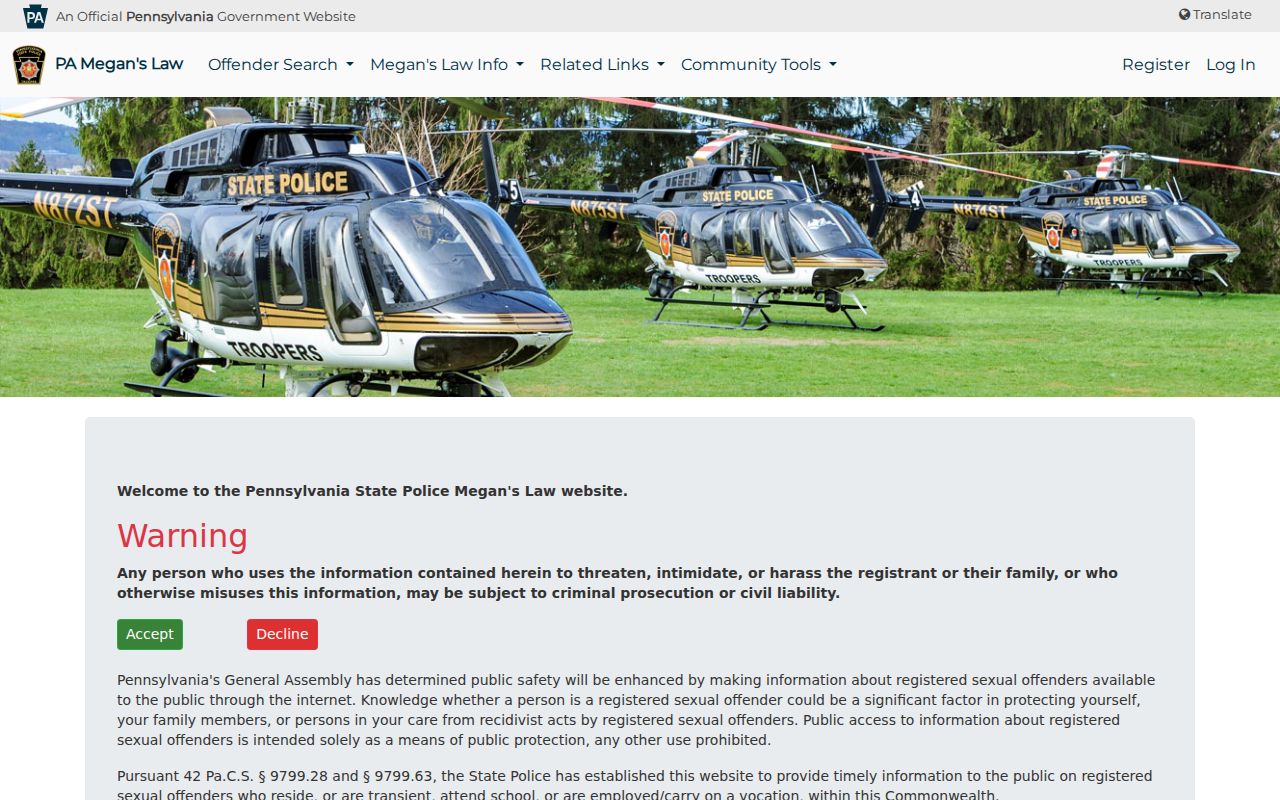 Muhlenberg Township neighbors public-protection Megan's Law registry notice