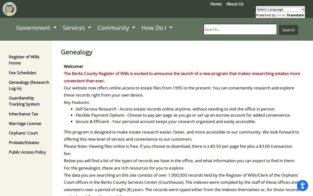 Muhlenberg Township resident lookup access to Berks probate marriage and genealogy indexes