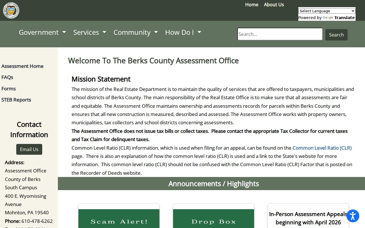 Muhlenberg Township street directory Berks Assessment portal