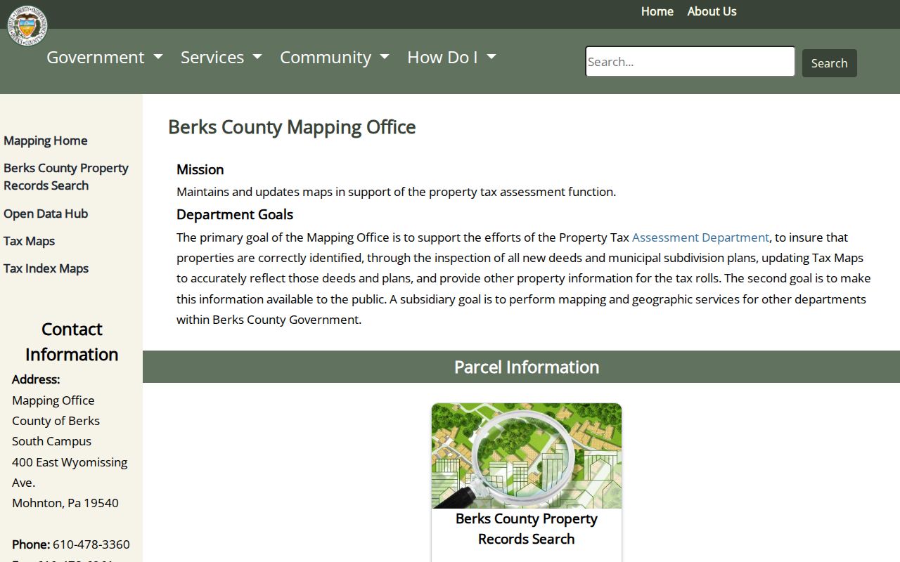 Muhlenberg Township street directory parcel mapping guidance