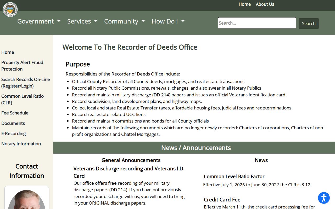 Muhlenberg Township street directory Recorder office records information