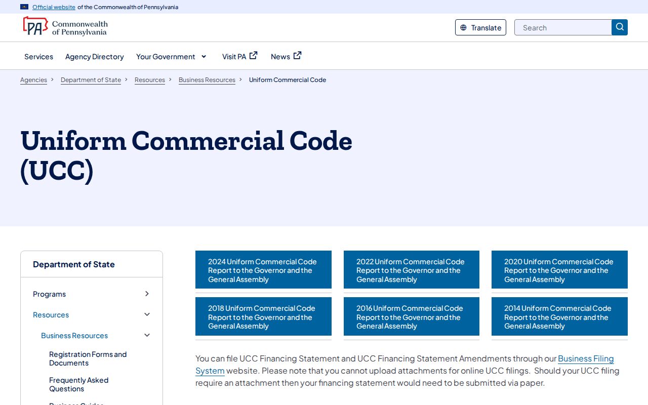 Muhlenberg Township ZIP code directory limitation for Pennsylvania UCC exact-name searches